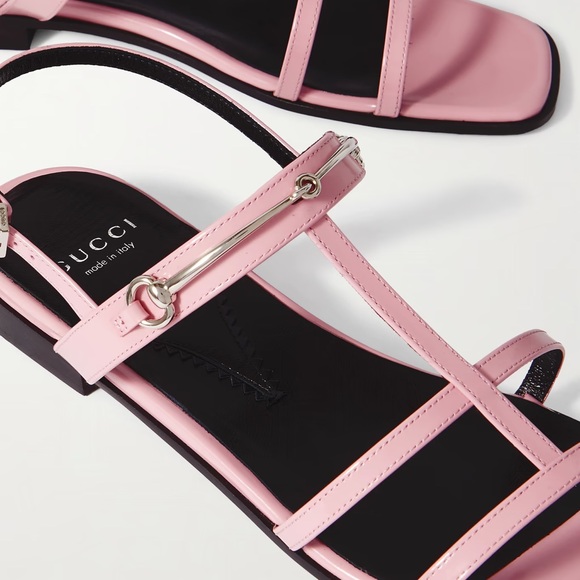 Gucci Divine Cage Horsebit Leather Sandals Dolly Pink Size 35 EU